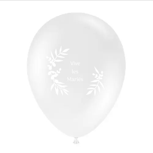 [HG95C00-VLM] 8 BAL HG95 Vive les mariés Transparent sens helium - 1 FACE