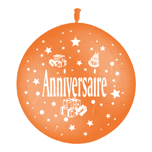 [T3-101P24] Geant Anniversaire Cadeaux Orange P24 Sens Air 3' - Balloonia