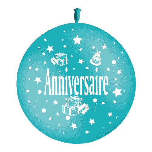 [T3-101P43] Geant Anniversaire Cadeaux Turquoise P43 Sens Air 3' - Balloonia
