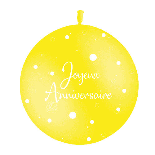 [U35009P22] 1 Bal 3’ 90Cm Anniversaire Pois P22 Imp Jaune Air