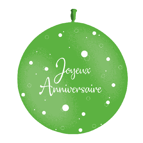 [U35009P38] 1 Bal 3′ 90Cm Anniversaire Pois P38 Imp Vert Air