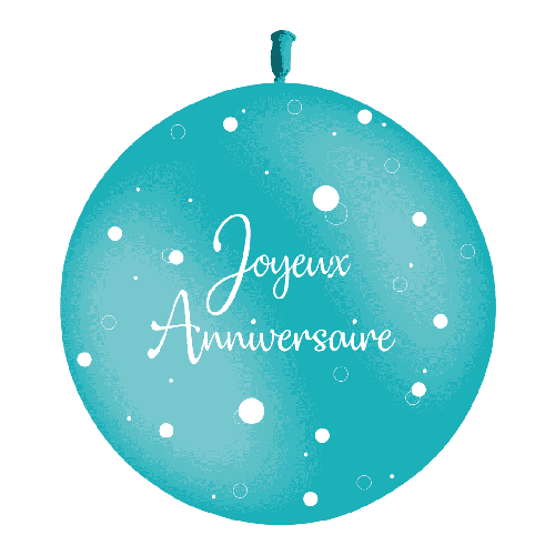 [U35009P43] 1 Bal 3′ ( 90cm ) Anniversaire Pois P43 Imp Bleu Air