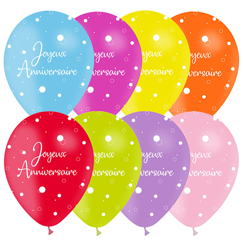 [U45009] 8 Bal Tat Anniv Confetti Imp Blanc - Balloonia