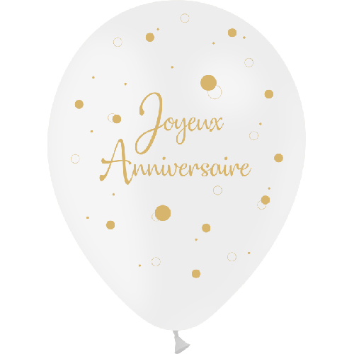[U45009P20] 8 Ballons 30Cm Anniversaire Confetti Blanc – Balloonia