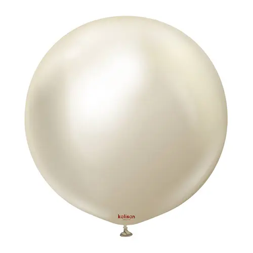 [11250112] 12" Mirror Balloons White Gold 50ct - Kalisan