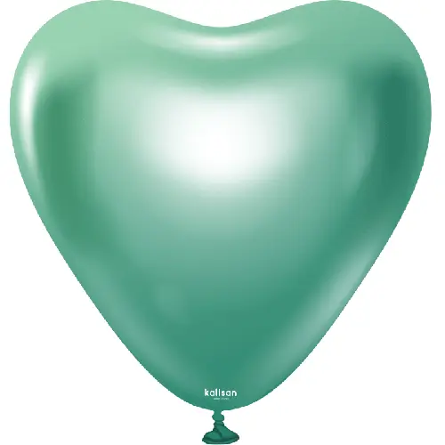 [11350063] 12"  Heart Mirror Green Latex 25ct FDS - Kalisan
