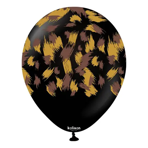 [21258193] 12"  BLACK imprimé SAFARI SAVANNA 25ct - Kalisan