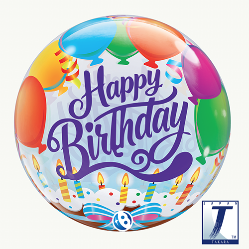 [TK00003] Bubble Birthday Balloons And Candles 22" - Takarakosan