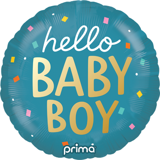 [PF-0065-18] 1 Alu 18" Hello Baby Boy Confetti- Prima