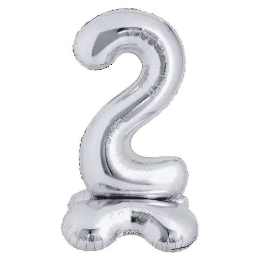 [PF-SVST2-40] 1 alu 40" Argent Standing Chiffre '2' - Prima