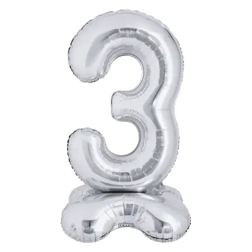 [PF-SVST3-40] 1 alu 40" Silver Standing Number '3' - Prima