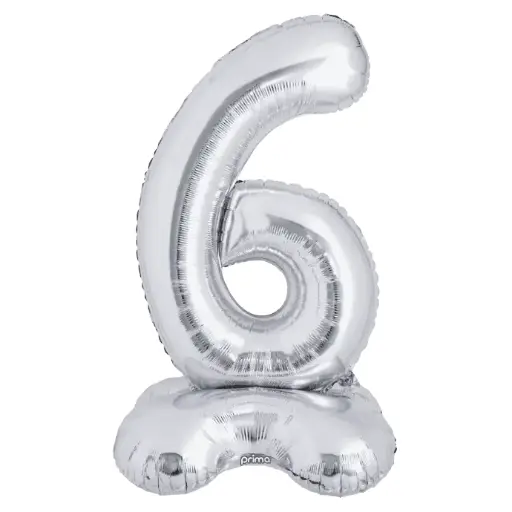 [PF-SVST6-40] 1 alu 40" Silver Standing Number '6' - Prima