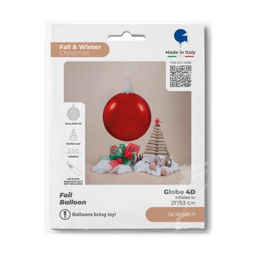 [GGK74108R-P] Boule de Noël Rouge 21" - Grabo 