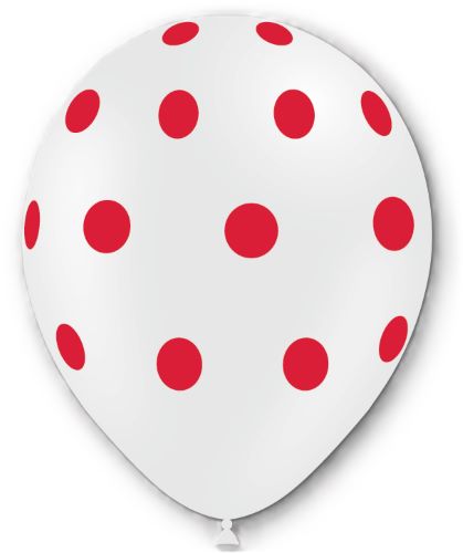 [112P2040*8] 8 Ballons 12" Hg112 Blanc Pois Rouge – Balloonia