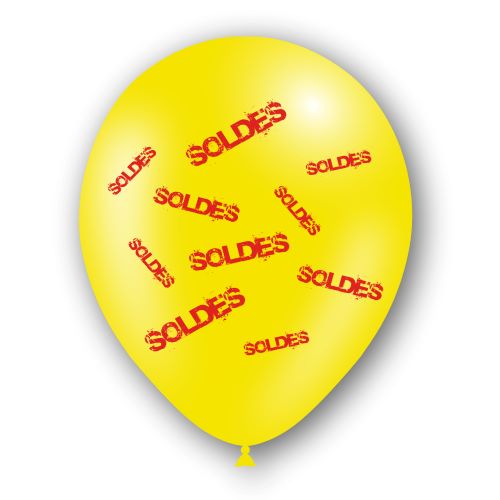 [112p22solde] 8 Ballons Hg112 Jaune Imprimé Tat Soldes 12" - Balloonia 