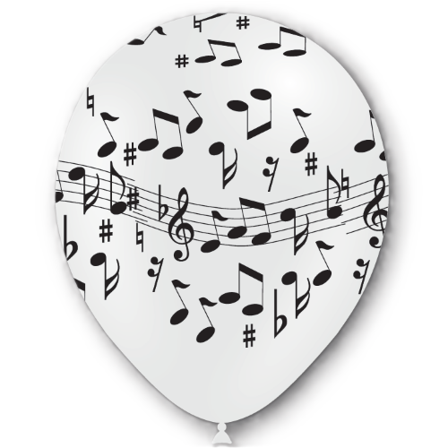 [HG112-11P20] 8 Ballons Hg112 Imprimé Tat Note de musique 12" - Balloonia