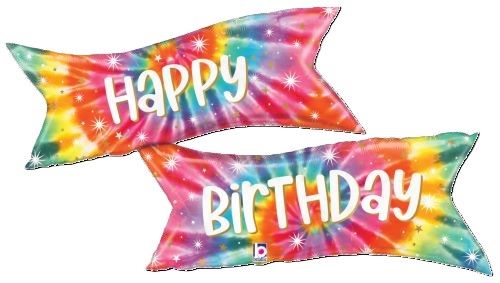 [G25120-P] Tie dye banner Birthday 45" - Grabo - FDS