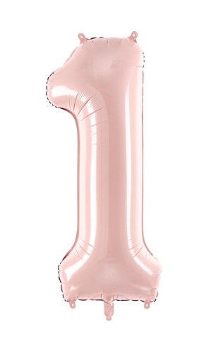 [FB230P-1-081J] 1 Alu Chiffre "1" Rose clair 28" ( 72cm ) 
