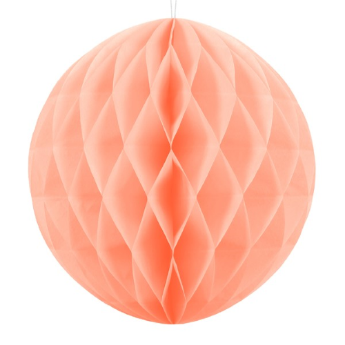 [KB20-075J] Boule Alvéolée décorative de diamètre 20cm Pêche