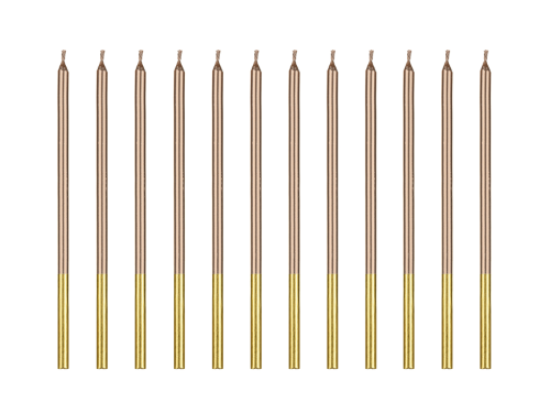 [SCD-4-019R] Lot De 12 Bougies Rose gold de 14cm