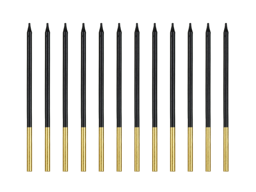 [SCD-4-010] Lot De 12 Bougies Noir de 14cm