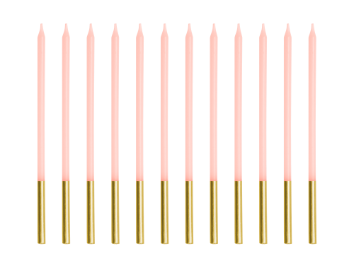 [SCD-4-081] Lot De 12 Bougies Rose de 14cm 