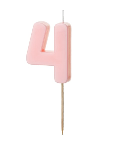 [SCU10-4-081J] 1 Bougie Rose numéro " 4 " de 5.5 cm  