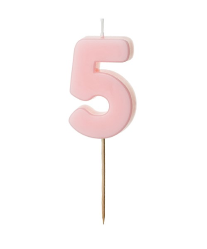 [SCU10-5-081J] 1 Bougie Rose numéro " 5 " de 5.5 cm 