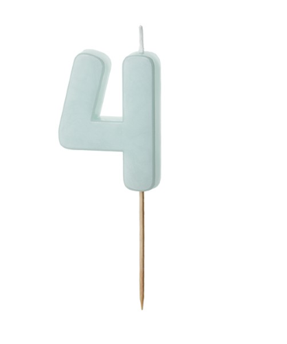 [SCU10-4-001J] 1 Bougie Bleu numéro " 4 " de 5.5 cm 