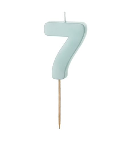 [SCU10-7-001J] 1 Bougie Bleu numéro " 7 " de 5.5 cm 