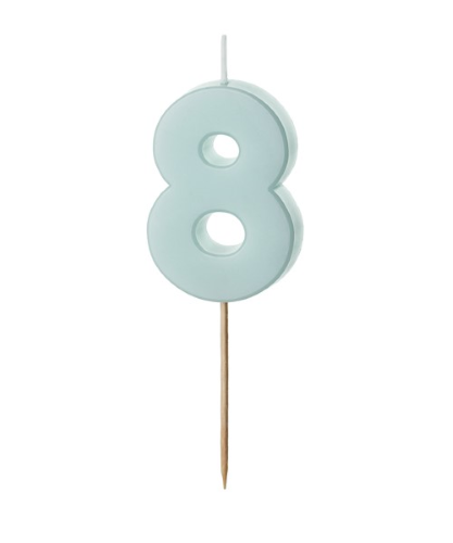 [SCU10-8-001J] 1 Bougie Bleu numéro " 8 " de 5.5 cm 