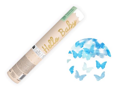 [TUKRM20-001] Canon à confetti avec des papillons de 3 nuances de Bleu