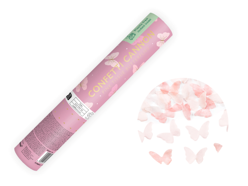 [TUKBT20-081] Canon à confetti avec des papillons de 2 nuances de Rose