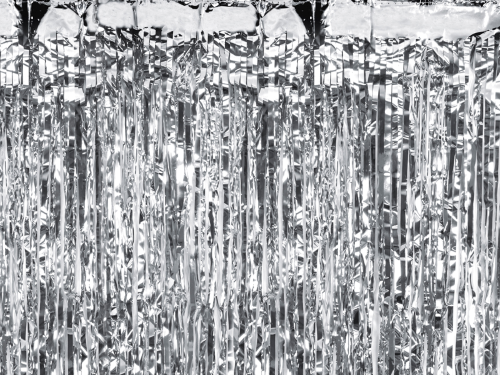 [CRT3M-018] Rideau à Frange Métallique Argent de largeur 100cm et hauteur 200cm