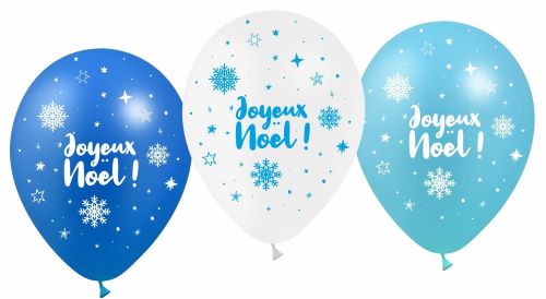 [U45012GLACIAL] 8 Ballons Hg112 Joyeux Noel Assortiment Glacial – Balloonia FDS