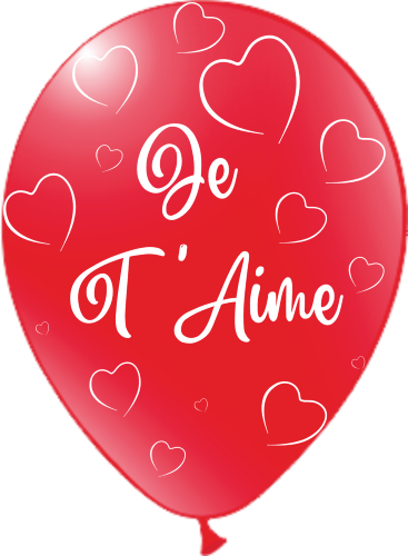 [U40102] 25 Ballons Hg112 rouge  Je t'aime coeur – Balloonia FDS 