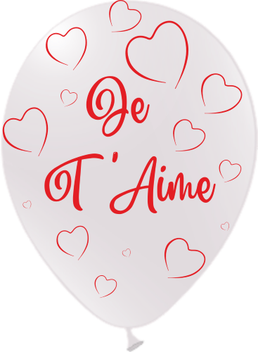 [U40101] 25 Ballons Hg112 blanc  Je t'aime coeur – Balloonia FDS  